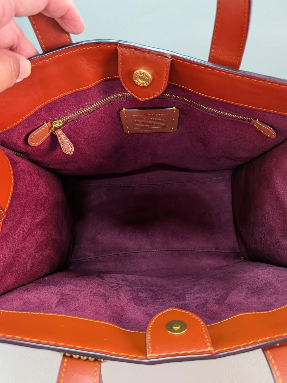 COACH CO766 Tote Truffle Rust Horse Carriage Signature Coated Canvas Leather